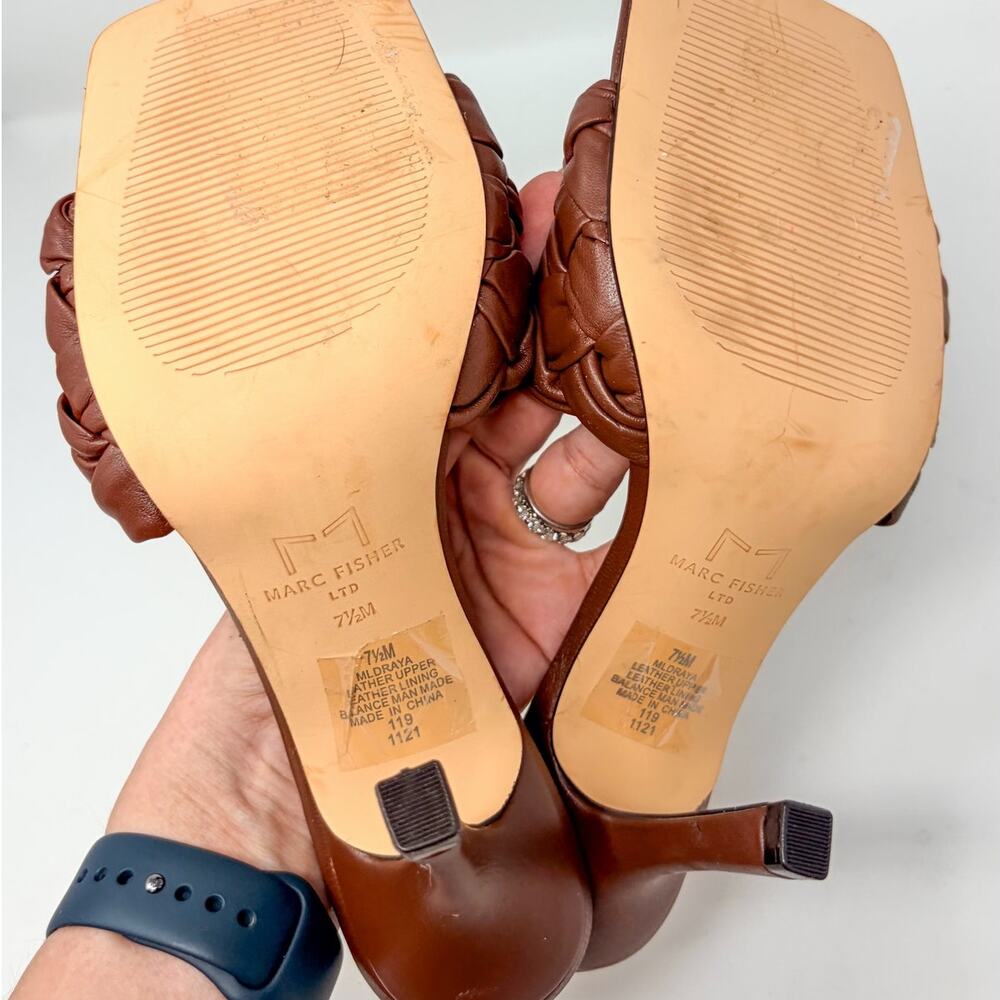 NWOT Marc Fisher Women's Draya Braided Mule Sandals Brown Size 7.5 - Picture 7 of 14